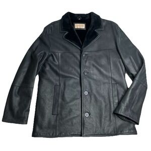 Vintage Leonardo Men's Leather Jacket Shearling Fur lined Classic Sz 54 XL / XXL